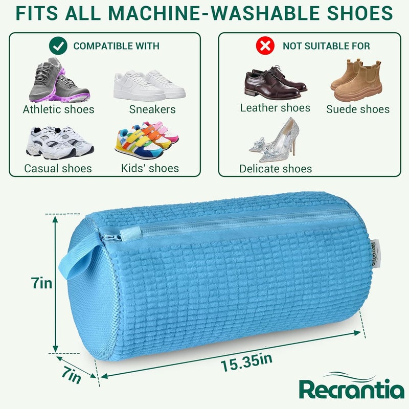 Recrantia Shoe Washing Machine Bag - Set of 2 Shoe Washing Bags, 360° Deep Clean Shoes Laundry Bag, Reusable Shoe Bag for Washing Machine, Sneaker washing machine bags, Blue - Image 5